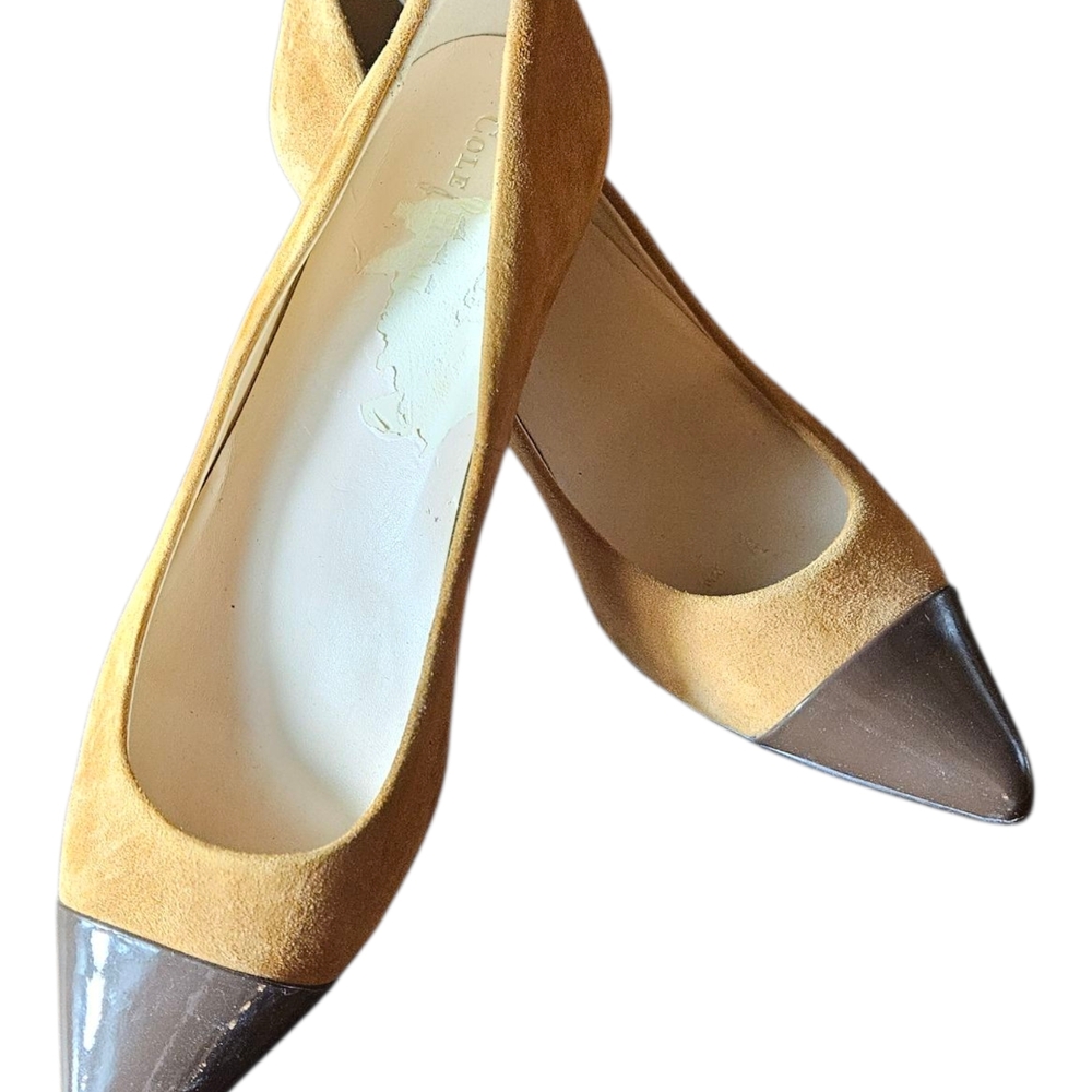Cole Haan Women's Gold and Brown Suede Heels